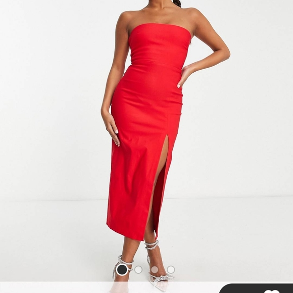 Vesper ASOS Petite bandeau midi  dress slit - Picture 5 of 5